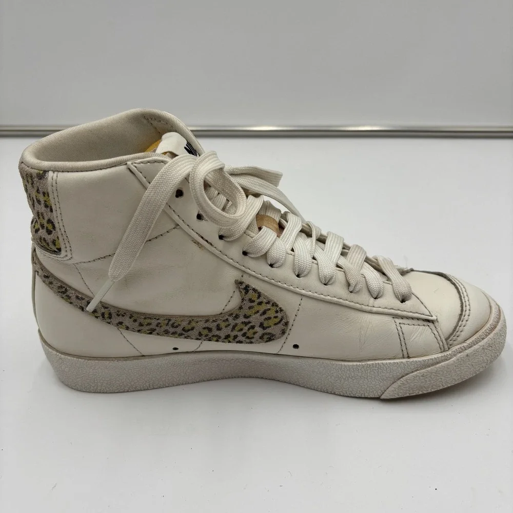 Nike‎ Blazer Mid '77 Leopard Print Swoosh Women's Shoes White DH9633-100 Size 7